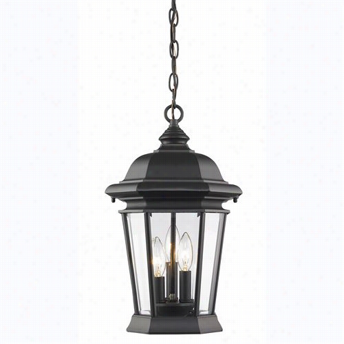 Z-lite 540chb-bk Melbourne 3 Light Outdoor Chain Gay In Black With Apparent Beveled Shade