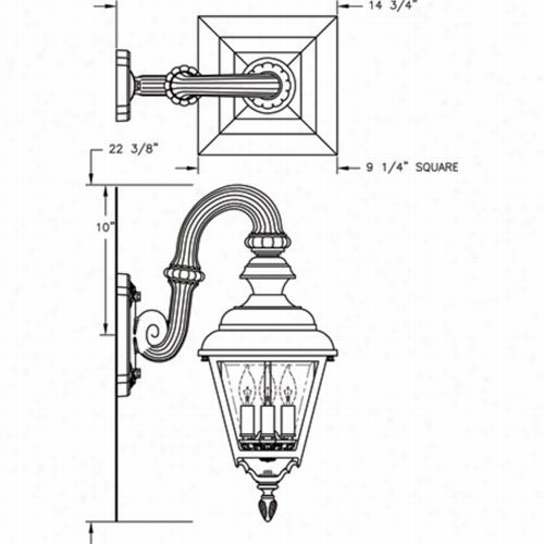 Hanover Lantern B95frm Meium Plymouth 25w Per Socket 3 Light Outdoor Walll Light