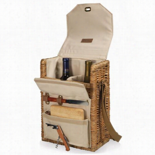 Picnic Time 120-04-187-000-0 Corsica Wine And Chrese Basket In Natural Willow/tan Lining