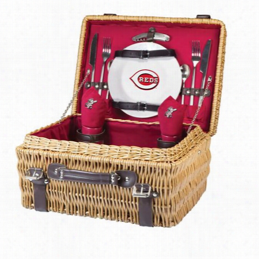 Picnic Time 208-40-100-074-3 Champpion Picnic Basket In Red With Cincinnati Reds Digital Print