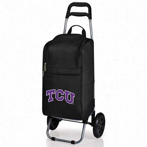 Picnic Time 545-00-175-844-0 Texas  Christian University Horned Frogs Digital Calico Cart Cooler In Black