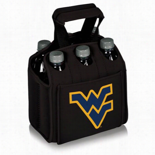 Picnic Time 608-00-179-834-0 Jr West Virginia U Mountaineers Digital Print Six Pack Cooler Tote In Black