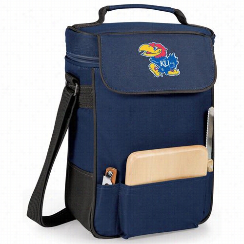 Piccnid Delivery 623-04-138-244-0 University Of  Kansas Jayhawks Digital Print Duet Wine And Cheese Tote In Navy