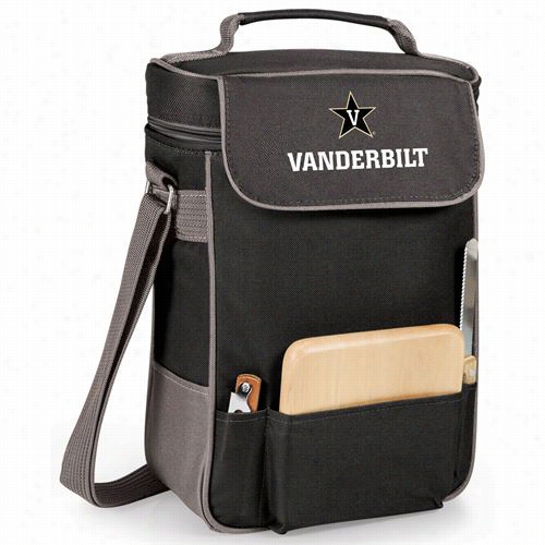 Picnic Time 623-04-175-582-0 Vanerbilt University Commodores Embroidered Duet Wine And Cheese Tt In Black