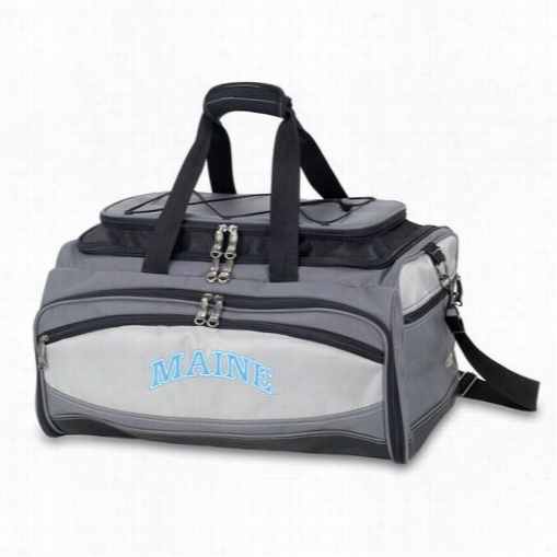 Picnic Time 750-00-175-802-0 Buccaneer University Of Maine Black Bears Embroidered Cooler And Barbecue Dt In Black