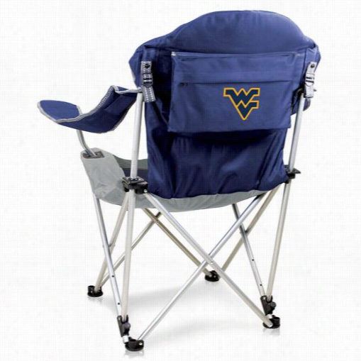 Picnic Time 803-00-138-834-0 West Virginia Uniiversity Digital Print Reclining Camp Chair In Navy