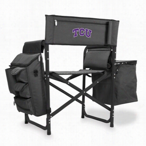 Picnic Ttime 807-00-679-844-0 Texasc Hristian Univers Ity Horned Frogs Digiital  Print Fusio Chair I Ndark Greyy/black