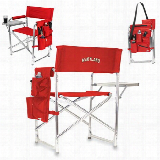 Picnic Time 809-00-100-312-0 U Of Maryyland Terrapins Embroidered Sports Chair In Red