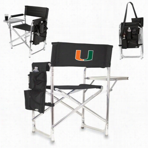 Picnic Time 809-00-179-324-0 U Of Miami Hurricanes Digital Print Sports Chai In Bkack