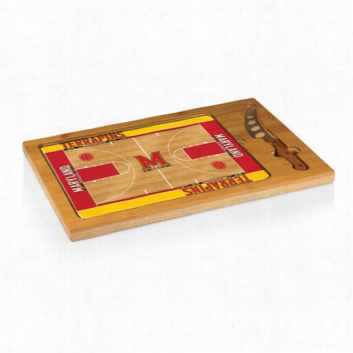 Picnic Time 910-00-505-315-0 Icion University Of Maaryland Terrapins/terps Digitalprint Basketball Cutting Cheese Tray  In Natural Wood