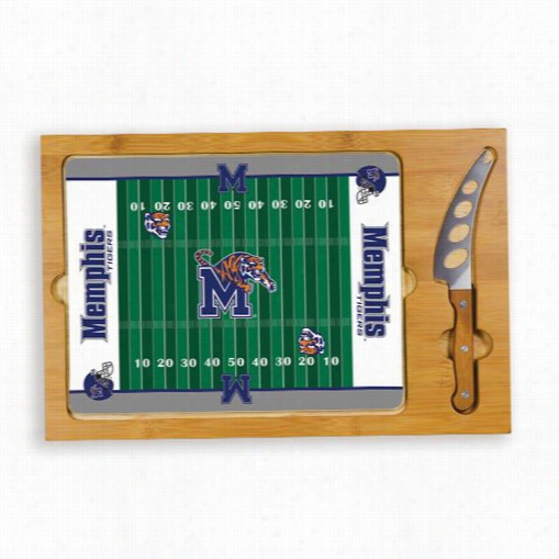 Picnic Time 910-00-5 05-7754-0 Icon University Of Mwmphis Tigers Digital Stamp Ootball Cutting Cheesse Tray In Natural Wood