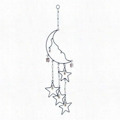 Woodlland Imporr S26744 Durable Beautifu Lmetal Moon Star Wind Chime