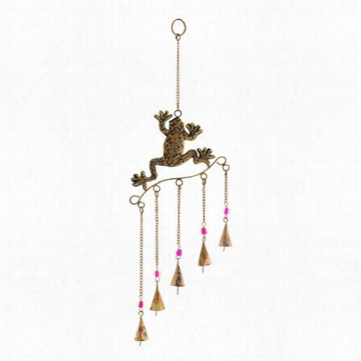 Woodland Imports 26781 Frog Wind Chime In Coppe R