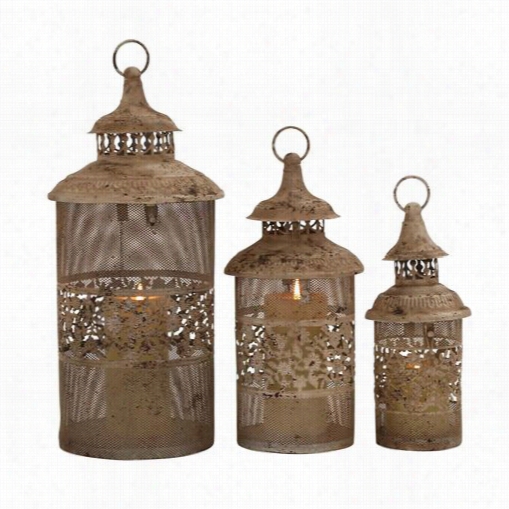 Woodland Imports 52983 Antique Styled Classy Metal Candle Lantern