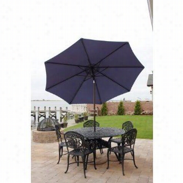 Bliss Hammocks Umb-201 Bu 9' Aluminum Market Patio Umbrella With Tilt And Cran Kn Denim Blue