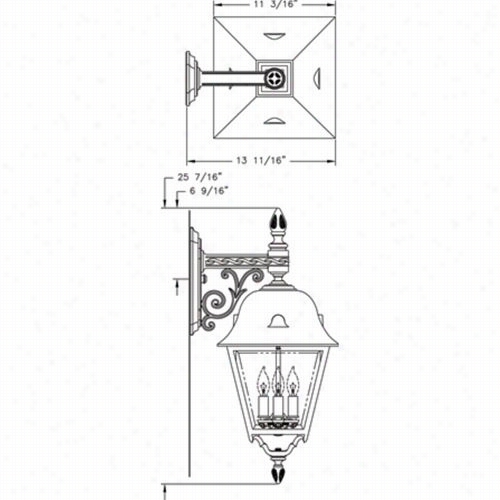 Hanover Lantern B5772 Large Jefferson 255w Per Socket 3 Light Outdooor Wall Light