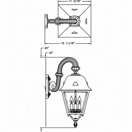 Hanover Lantern B57frm Large Jefferson 25w Per Socket  3light Outdoor Wall Light