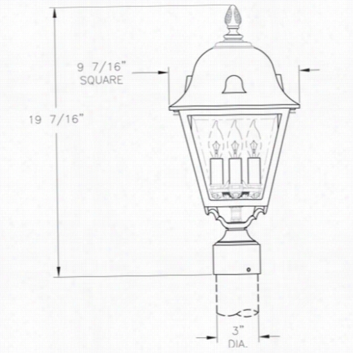 Hanover Lantern B5830 Medium Jeffersson 25w By Socket 3 Litg Outdoor Post Lamp