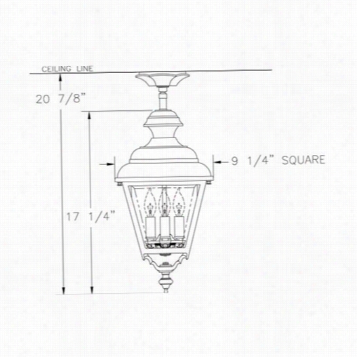 Hannover Lanern B9521 Medium Plymouth 225w Per Socket 3 Light Outdoor Flush Mount