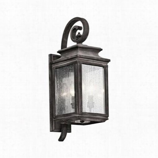 Kiclher  Lighting 495-2wzc Wiscombe Park 3 Light Outdoor Wlal Scoonce In Weathered Zzinc