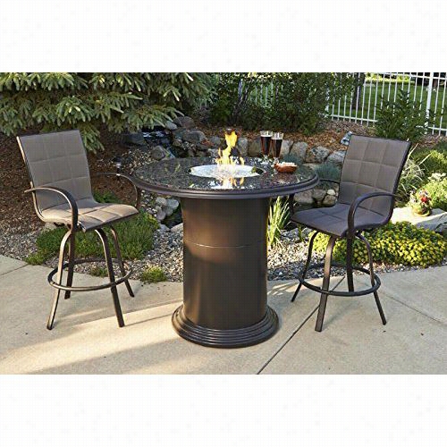 Outdoor Geatroom Gc-48-pub-k 48"" Grand Colonal Pub Crystal Fire Pit Table With British Gr Anite Top