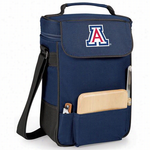 Picnic Time 623-04-138-12-0 University Of Arizona Wildcats Embroidered Duet Wine  And Cheese Tote In Anvy