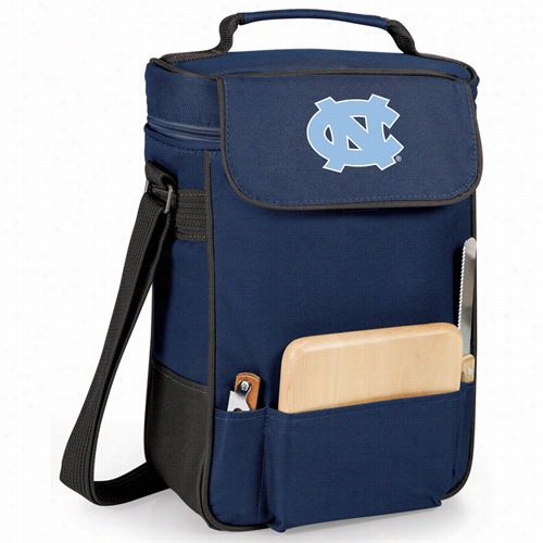 Picniic Time 623- 04-138-412-0 University Of North Carolina Tar Heels Embroidered Duet Wine And Cheese Tote In Navy