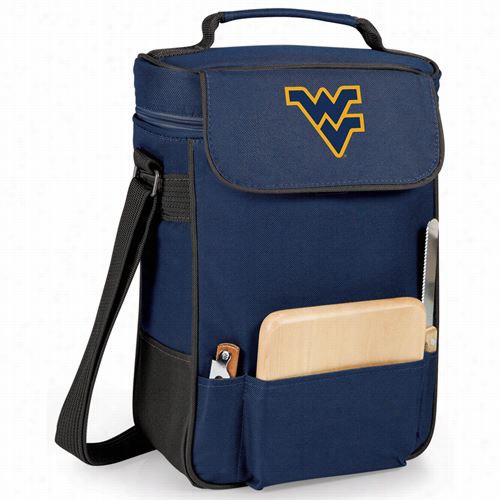 Picnic Time 623-04-138-834-0 Western Virginia Universittm Ountaineers Digital Print Duet Wine And Cheese Tote In Navy