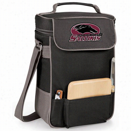Picnic Time 623-04-175-034-1  Southern Illinois University Salukis Digital Print Duet Wine And Cheese Tote In Black