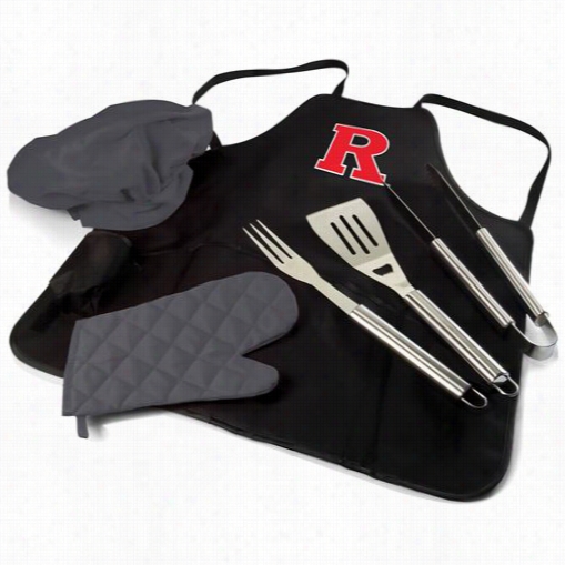 Picnic Time 635-88-179-084-1 Rutgers Universit Scalret Knights Digital Print Bbq Aporn Tote Pro In Black