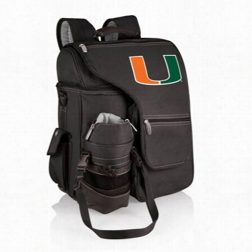 Picnic Time 641-00-175-324-0 Turismo Unviersity Of Miami Hurricanes Digital Print Backpack In Black