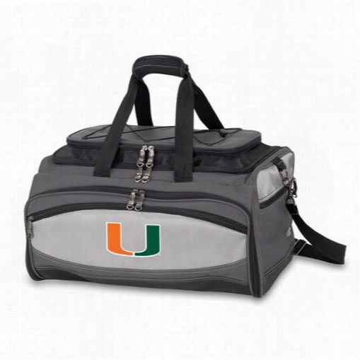 Picnic Time 750-00-175-324-0 Buccaneer University Of Miami Hurricanes Digital Print Cooler And Barbecue Set In Black