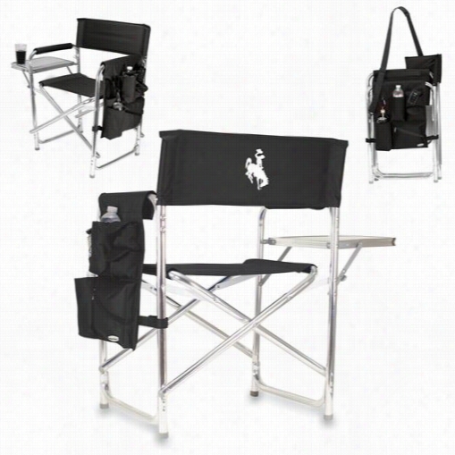 Picni Ctime 809-00-179-692-0 U Of Wyoming Cowboys Embroidered Sports Chairr In Black