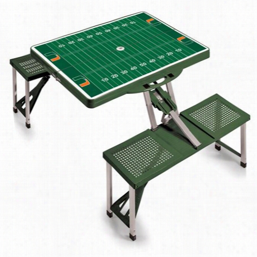 Picnic Time 811-00-121-325-0 University Of Miami Hurricanes Digital Print Picnic Sport Table In Reen