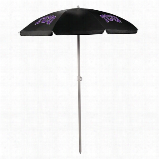 Picnic Time 822-00-179-844-0 Texas Christian University Horned Frogs Digital Print Umbrella In Black