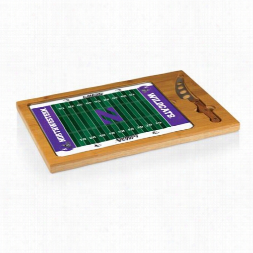 Picnic Time 910-00-505-44-0 Icon Northwestern University Wildcats Digital Print Foptball Cutting Cheese Tray In Natural Wood