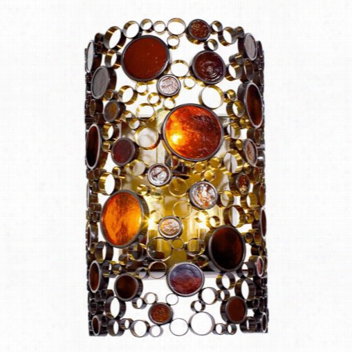 Varaluz 765kl03 Fascination 3 Light Capacious Outdoor Wall Sconce In Glossy Bronze With Amber Bottle Glasss