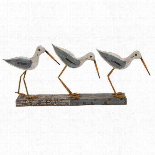 Woodland Imprts 92660 Strikin Gstyled Wood Mteal 3 Birds On Stand