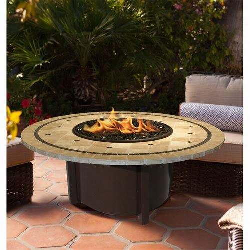 California Uotdoor 5010-cb-pg3-lag-48 Carmel Brown Base Chat Height Fire Pit With Copper Glass And  48"&quof; Laguna Mosaic