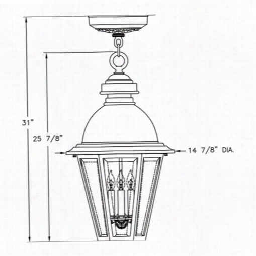 Hanover Lantern B51621a Large  South Bend Ptd Dome 25w By Socket 3 Light Outdoor Flsh  Moutn