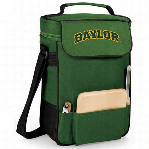 Picnic Time 62-304-121-924-0 Baylor University Bears Digital Printduet Wine And Cheese Tote In Hunter Green