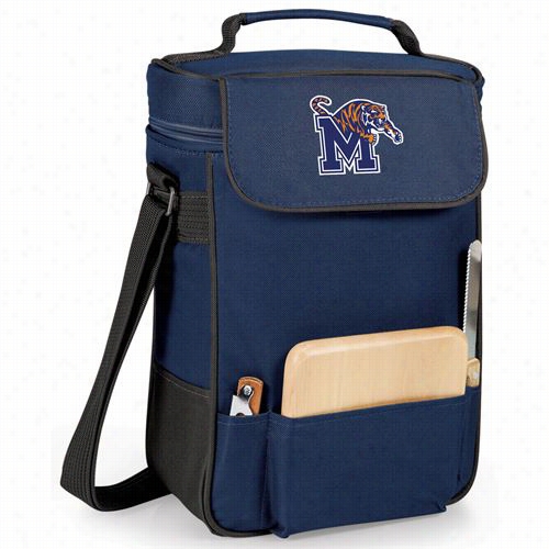 Picnic Time 623-04-138-752-0 Seminary Of Learning  Of Mmphis Tigers Embroidered Duet Wine And Cheese Tote In Navy