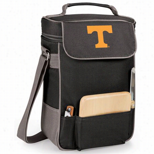 Picnic Time 623-04-175-552-0 Unvversity Of Tennessee Volunters Embroidered Duet Wine And Cheese Tote In Black