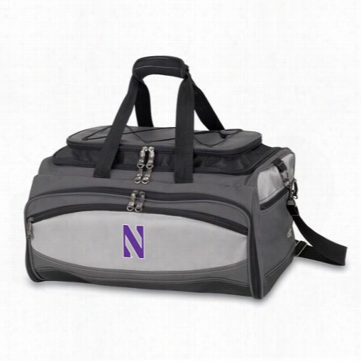 Picnic Time 750-00-175-434-0 Buccaneer Northwestern Uiversity Wildcats Digital Print  Cooler And Barbecue Set In Black