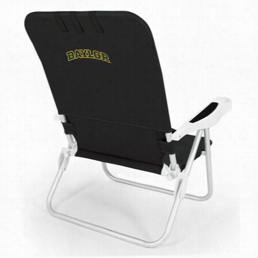 Picnic Time 790-00-179-924-0 Monaco Bayylor Universiy Ears Digital Prnt Beach Chair In Black