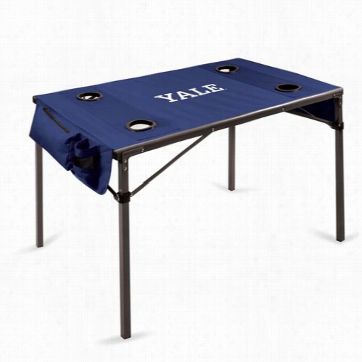 Picnic Time 799-00-138-0054-1 Travel Yale University Bullsdogs Digital Print Table In Navy