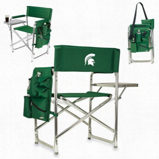 Picnic Time 809-001-21-354-0 Michigan State Spartans Dgital Print Sports Chair In Hunter Green