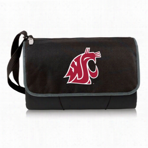 Picnic Time 820--00--175-634-0 Washington State Cougars Digital Print Blanket Tote In Black