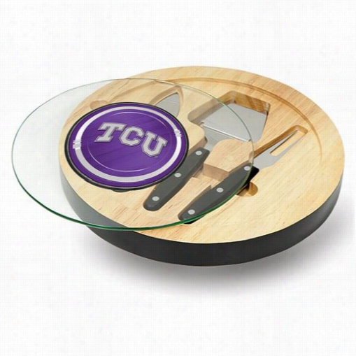 Picnic  Time 829-00-179-844-0 Ventana Texas Inhabitant Of Christendom University Horned Frogs Digital Print Cheese Board In Black