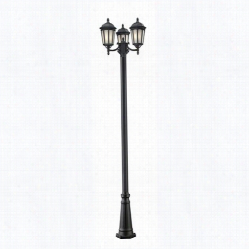 Z-lite 508mp3-519p-bk Newport 3 Light Ooutdoor Post Light In Black/white Eedy